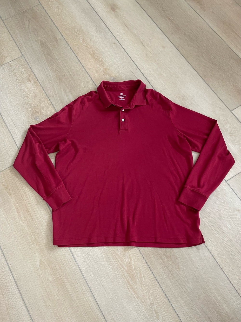 Lands' End Men's Long Sleeve Cotton Supima Polo Shirt Red XL